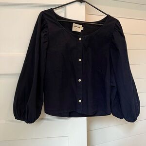 Rudy Jude windowpane Indigo cotton blouse size L